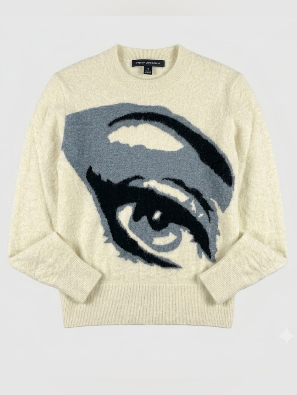 French Connection Angora Rabbit Hair Eye Graphic Sweater
